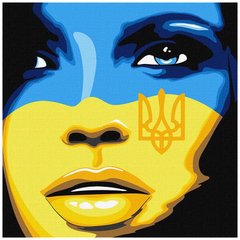 Идейка KHO4865 - Картина по номерам "Красавица украинка", с гербом
