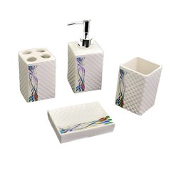 Набор в ванную керамический с диспенсером для мыла и органайзером для щеток,  WW00765