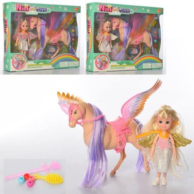 53820 - Лялька фея, шарнірна з конячкою - з Пегасом, казковий набір