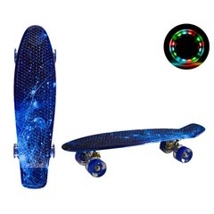 Extreme motion SC20416 - Пенні борд дитячий, пластиковий, малюнок - зоряне небо, довжина 56 см, світяться колеса