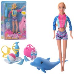 Defa 8472 - Лялька з набором аксесуарів для дайвінгу (занурення під воду) з дельфіном