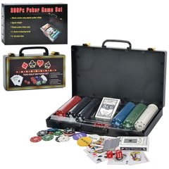 XQ12114 - Набор для покера в кейсе - 2 колоді 300 фишек с номиналом