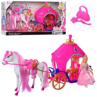Подарунковий набір Кукла з каретою і конем (ходить) 46 см, лялька 15 см, звук, світло, 689J-K,  689J-K 