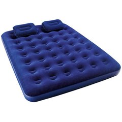 Надувной велюровый матрас, синий, с двумя надувными подушками, Besteway BW 67374