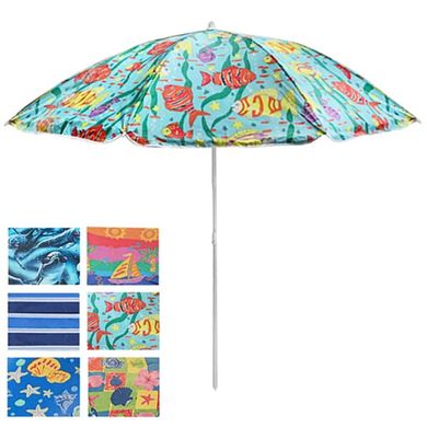 Пляжна парасолька - морська тематика, 1,8 м в діаметрі, з нахилом, MH-0035,  MH-0035