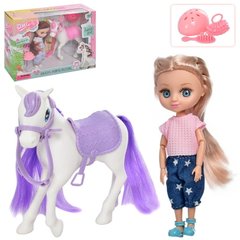 Шарнірна лялька - дівчинка з конем та аксесуарами, Defa 58003
