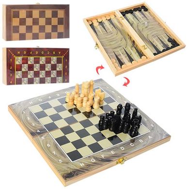 Набір Шахи дерев'яні - 3 в 1 + шашки і нарди,  28ACD
