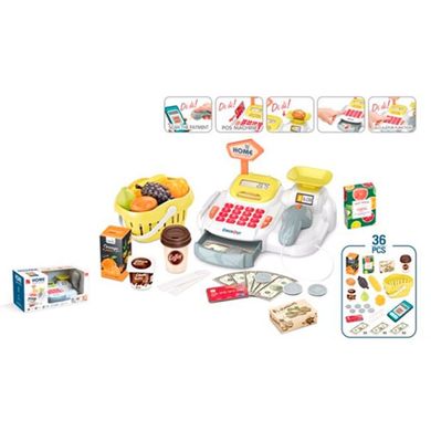 Ігровий набір - касовий апарат, гроші, продукти, кошик,  668-115