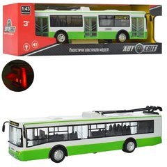Троллейбус 28 см модель бело зеленная масштаб 1:43, звук, свет, инерция, двери откр, Автосвіт 1824, Автосвит 1824, 9690