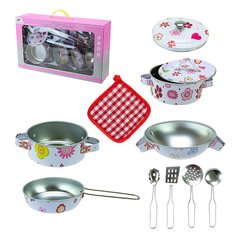 PY555-78 - Набор игрушечной металлической посуды, металл - сковородки и кастрюли - всего 10 предметов