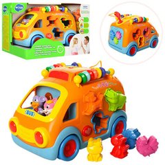 Детская музыкальная развивающая игрушка машинка Автобус сортер, свет, 988,  988,  RT8822