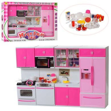 6612-27 - Меблі для ляльки барбі - Велика Кухня, холодильник, мийка, плита, посуд, меблі для будиночка барбі