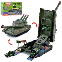 Танк - гараж с набором металлических машинок, и военной техники,  HS8010A