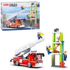 Sluban 0966 sl - Конструктор пожежники за роботою – пожежний транспорт, фігурки пожежників – 343 деталі