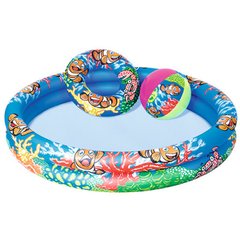 Besteway 51124 - Надувной бассейн для детей круглый - 3 в 1, с морскими обитателями