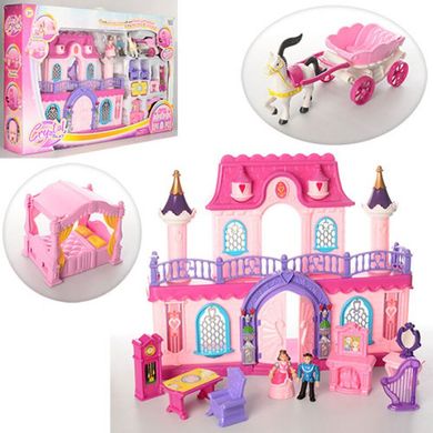 16338C - Замок для ляльок принцеси з героями, меблі, карета, кінь, фігурки