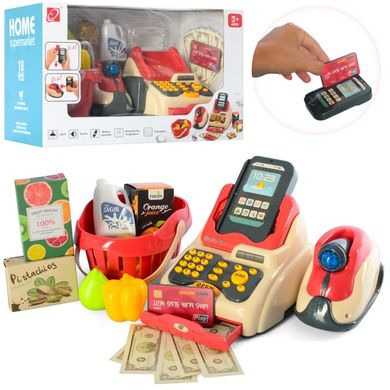 Ігровий набір для дітей - Касовий апарат з кошиком та продуктами,  668-93