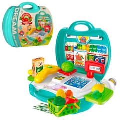 Детский набор для игры в магазин, удобный кейс, асессуары, касса,  8314
