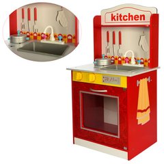 Детская игровая деревянная кухня с плитой, духовкой, и мойкой,  MD 1207