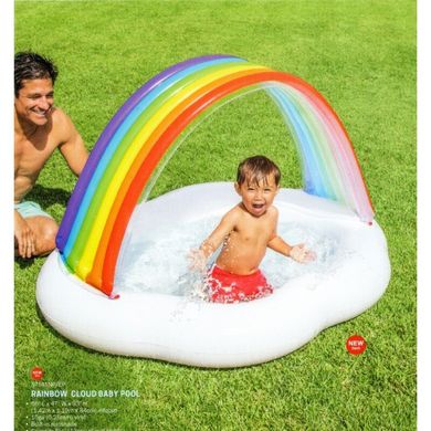 Дитячий надувний басейн для малюків з навісом - веселка, для діток від 1 року, INTEX 57141