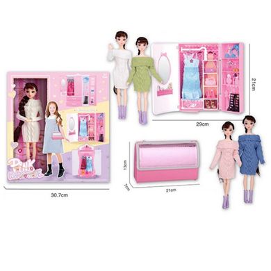 YBH195 - Игровой набор - с куклой нарядом и шкафом, который девочка сможет носить, как сумочку