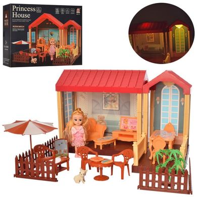 668-31A-32A - Будиночок для ляльки з меблями, домашнім вихованцем та підсвічуванням