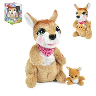 М'яка іграшка інтерактивний кенгуру з малюком - українська озвучка, 5 пісеньок, сенсорне управління, Limo Toy M 5720 I UA