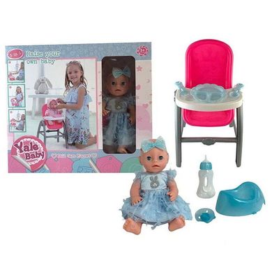 YL2008  - Пупс кукла 31 см по типу беби берн baby born, стульчик для кормления пупса, микс одежки, аксессуары, пьет - писяет