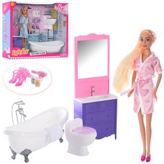 Defa 8436 - Лялька з набором - ванна кімната, душ, ванний столик із дзеркалом