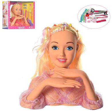 Defa 8415 - Кукла-манекен для причесок и макияжа с расческой, плойкой и утюжком для выпрямления волос