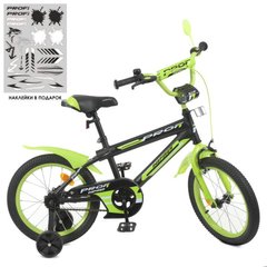 Дитячий двоколісний велосипед, колеса 18 дюймів (чорний із зеленим), серія Inspirer, Profi Y18321