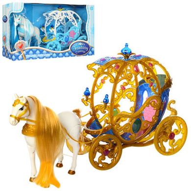 Подарунковий набір карета з конем для ляльки типу барбі, кінь ходить 245B-266B,  245B-266B