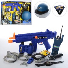 Детский набор полиции (Спецназ) маска, пистолет, бинокль, автомат трещотка, 33550