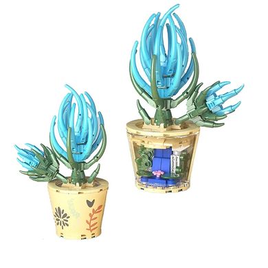 9130 2 - Конструктор рослина у горщику - квітучий синім - берегерантус, 2 в 1 - горщик із квітковою композицією