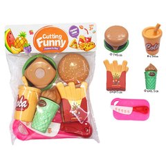 6101 -  Игрушечный набор с продуктами в стиле фастфуд - гамбургер, картошка фри, мороженное