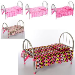 Кроватка для куклы или Пупса, металлическая, с набором белья, Melogo 9342 / WS 2772