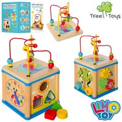 Limo Toy MD 2093 - Развивающий деревянный куб для малышей: сортер, лабиринт, шестеренки