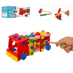 Розвиваюча іграшка для малюків 3 в 1 - машинка. стукалка, конструктор, Limo Toy M00727