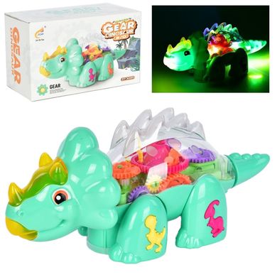 Іграшка динозавр (трицератопс) з шестернями, вміє їздити, звукові ефекти, підсвічування,  copy_8702