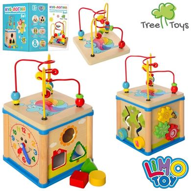 Limo Toy MD 2093 - Розвиваючий дерев'яний куб для малюків: сортер, лабіринт, шестерня