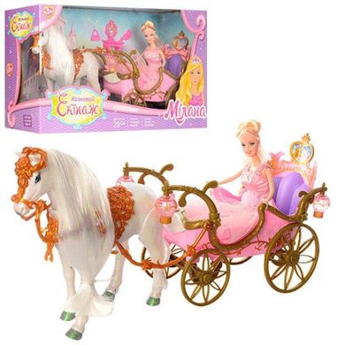 Подарунковий набір Лялька з каретою і конем рожева, карета, кінь ходить, 209,  209 б