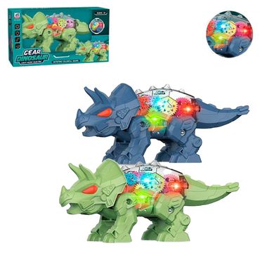 Іграшковий динозавр Трицератопс - робот із шестернями, звук, світло,  6039