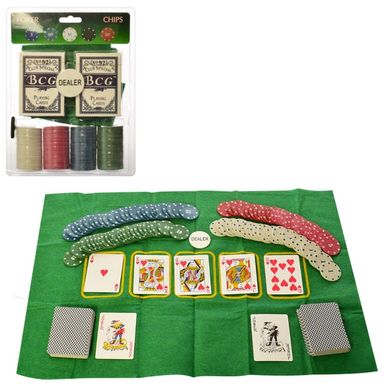CS25643-9 - Покерный набор с номинированными фишками сукном и картами, без коробки