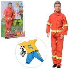 Defa 8382 D - Лялька хлопчик - Кен в формі пожежного та футболіста, 2 в 1