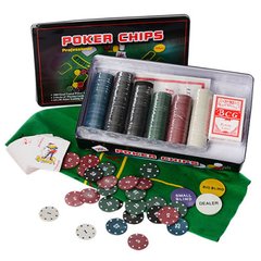 Набор для игры в покер (300 фишек), железная коробка, M 2776