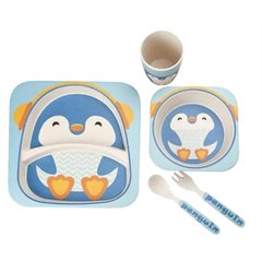 Бамбукова посуд для дітей - Пингвинчик - 5 предметів,  MH-2770-11