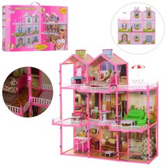 Великий будиночок для ляльок – 3 поверхи, 8 кімнат, балкон, меблі,  6992