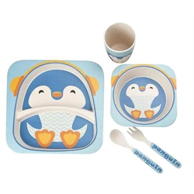 MH-2770-11 - Бамбукова посуд для дітей - Пингвинчик - 5 предметів