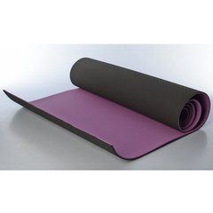MS 0613-1-BV - Килимок (каремат, йогамат) для йоги TPE, двоколірний (фіолетово-чорний)