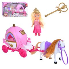 Кукла - маленькая девочка с каретой, волшебной палочкой и лошадкой,  K899-140